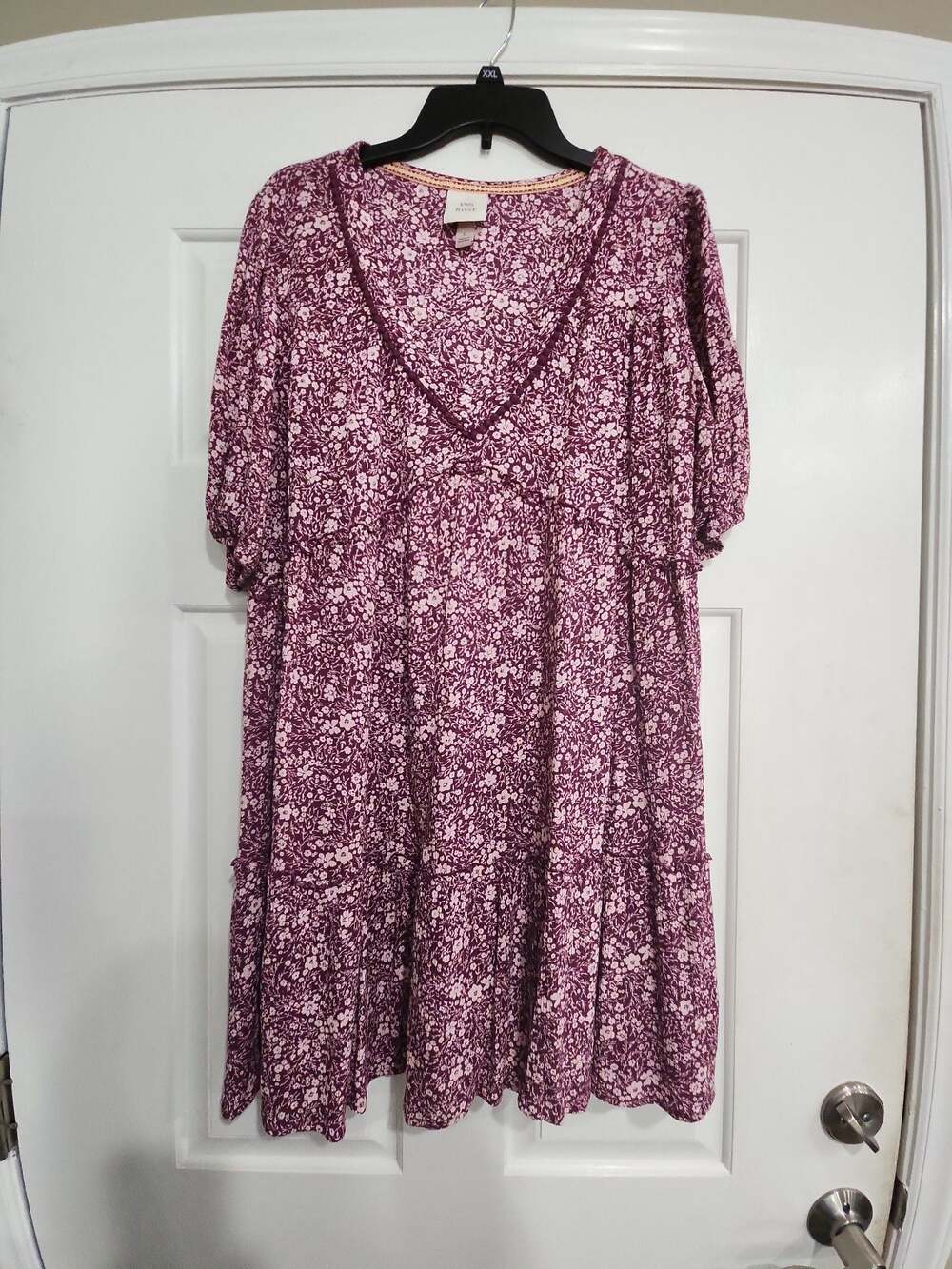 Knox Rose Women's Floral Shift Dress Short Sleeve Cottagecore Boho Peasant XS